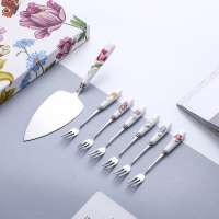 Wholesale Cake Knife Cutter Cake Forks Set Wedding Party Stainless Steel 18/0 Slice Ceramic Cake Server